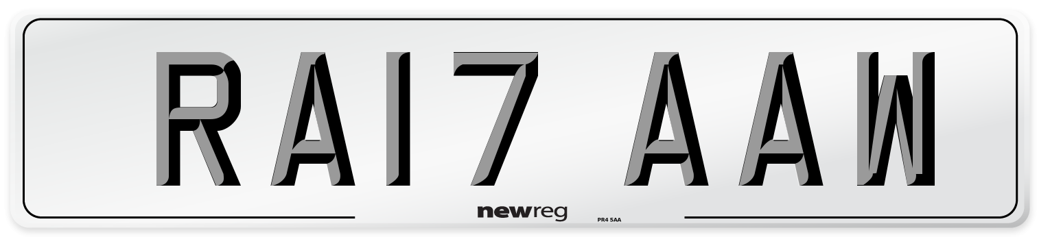 RA17 AAW Number Plate from New Reg